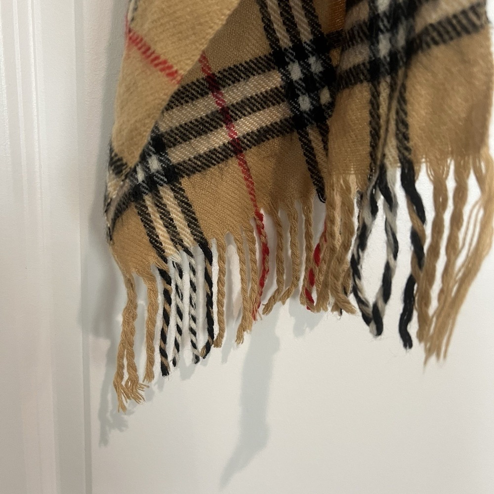 Burberry 100% Cashmere Nova Check Scarf Camel Plaid Made in England London 2000s - Picture 5 of 8